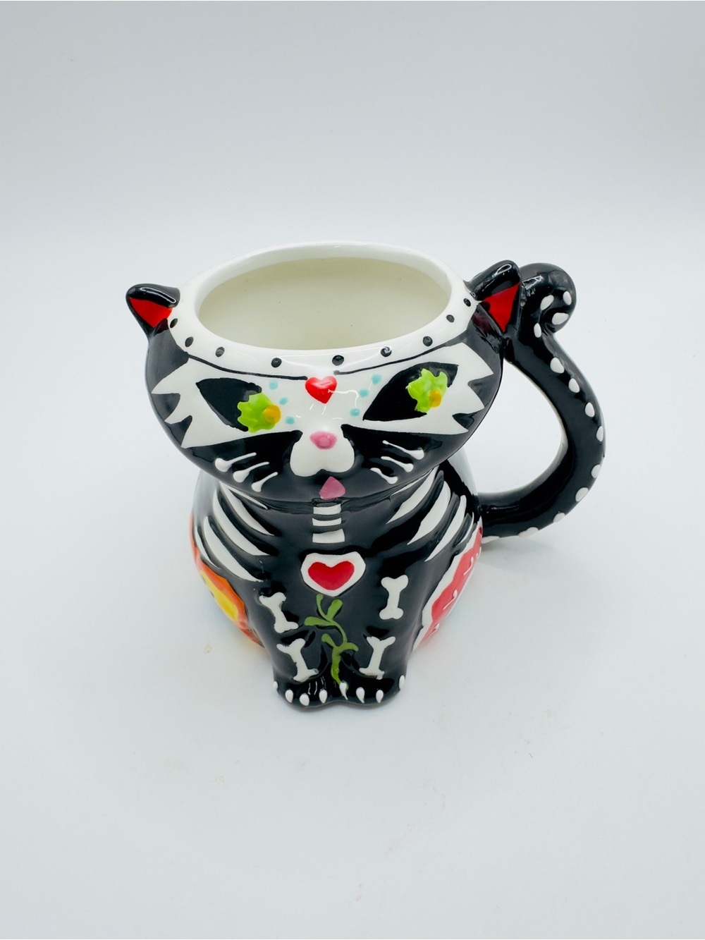 Spectrum Designz Day of the Dead Black Cat Skeleton Mug Halloween 4 In - Picture 4 of 10